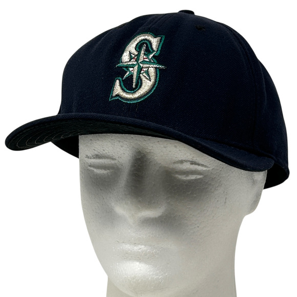 Seattle Mariners Hat Baseball Cap Fitted 7 3/4 Blue New Era 59Fifty Made In USA - Picture 1 of 9
